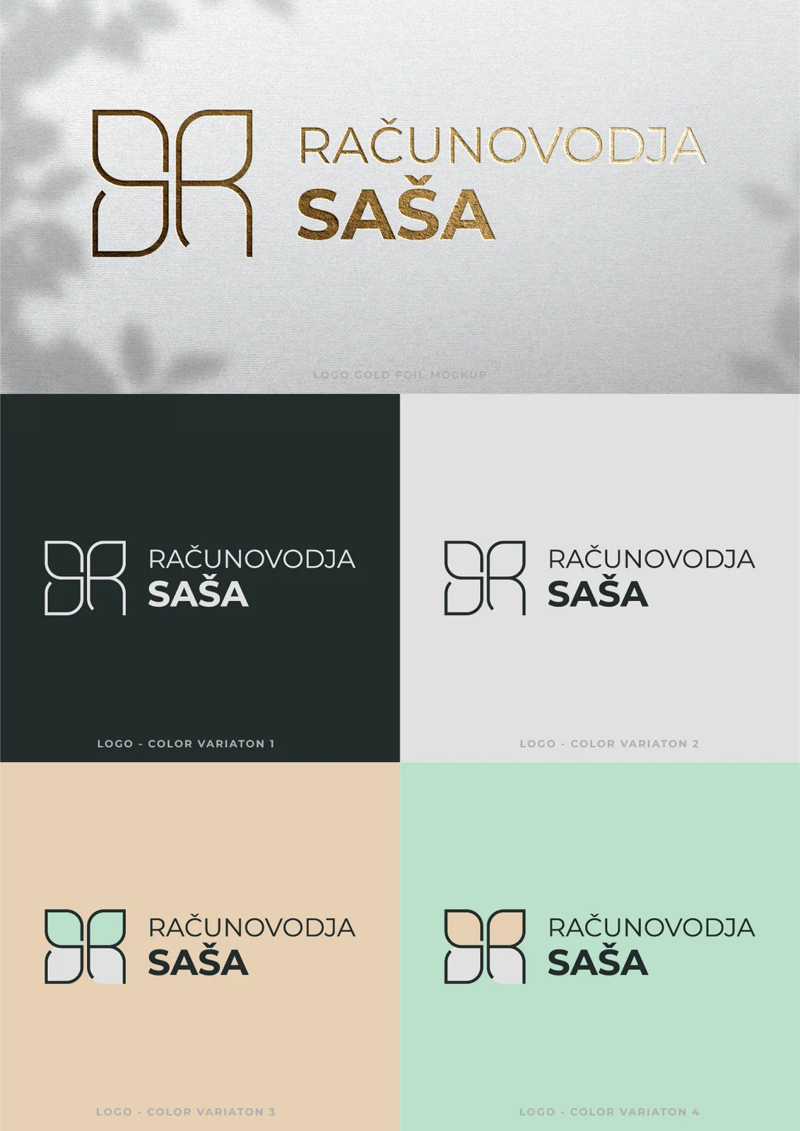 Tabla celostne grafične podobe Računovodja Saša, uporaba logotipa